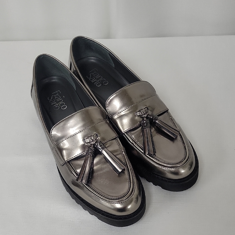 Franco Sarto Pewter Carolynn Tassel Design Lug Sole Loafers